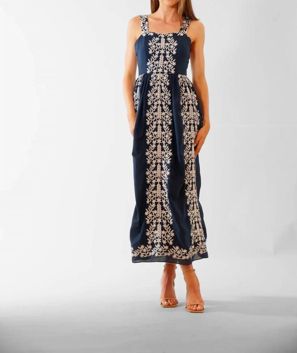 NEW JULIA JORDAN floral maxi dress in navy, ivory